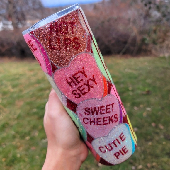 🆕️Custom, 20oz, Valentines Day, Candy Hearts, Stainless Steel Tumbler ♥️ - Picture 4 of 15